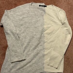 European Culture Gray and Cream Crew Neck Sweater